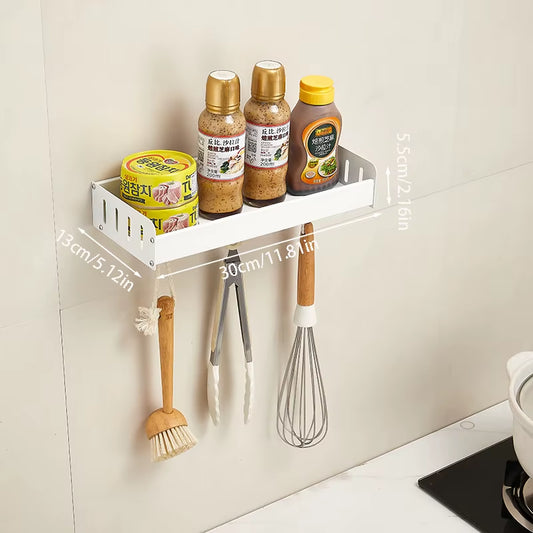 Wall Mounted Kitchen Condimenters Spice Rack Organizer Shelf Kitchen Storage Wall Shelf Organizers Hanging Hook Rack for Kitchen