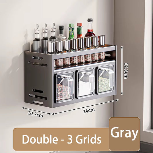 Transform Your Kitchen with Our Stylish Wall-Mounted Spice Rack – The Ultimate Multifunctional Storage Solution!